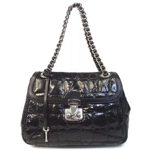 Moschino Classic Black Embossed Leather Chain Shoulder bag